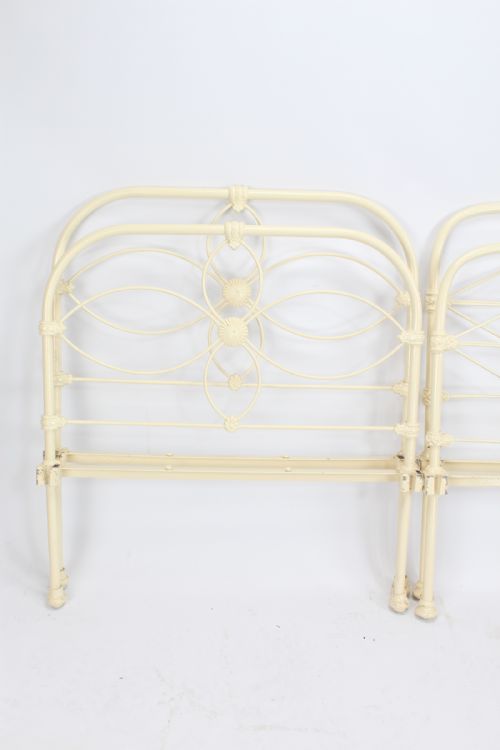 fig 1. Pair of Victorian Cream Iron Single Beds