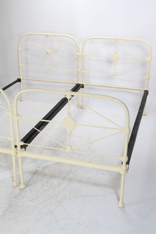 fig 2. Pair of Victorian Cream Iron Single Beds