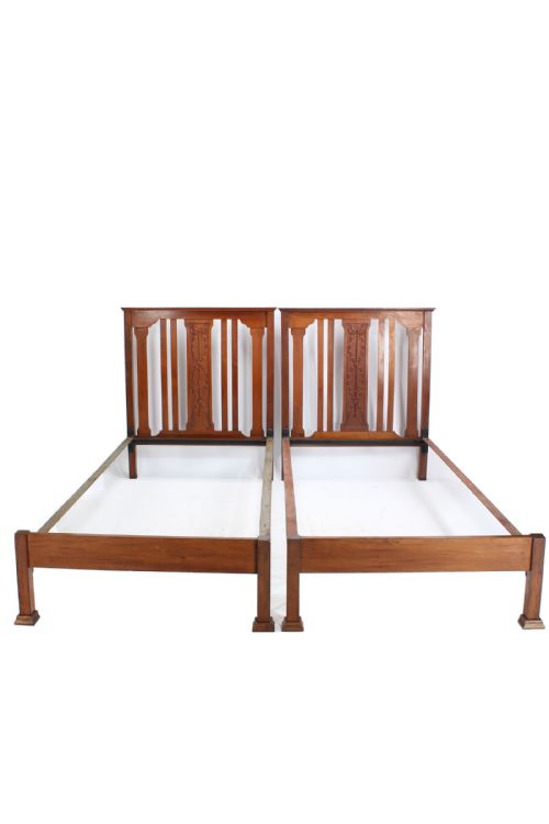 Pair of Edwardian Walnut Single Beds