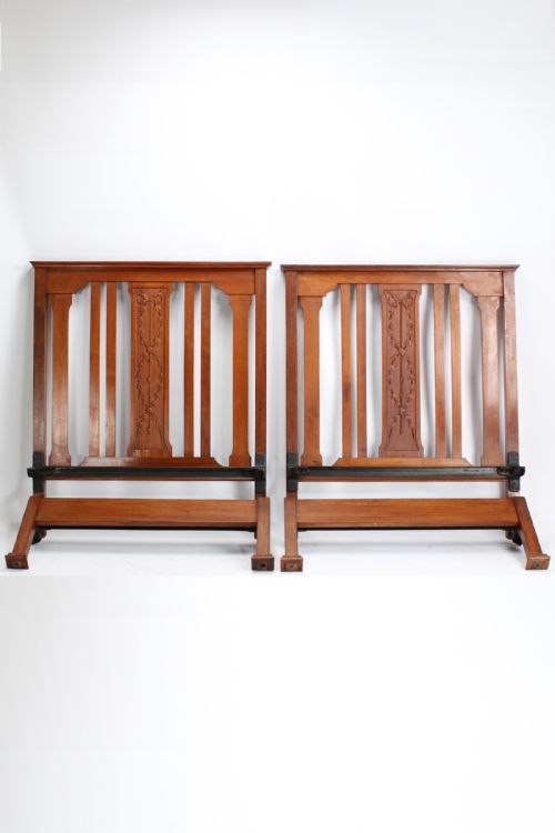 fig 1. Pair of Edwardian Walnut Single Beds