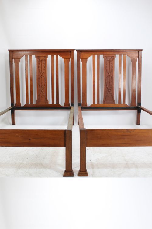 fig 2. Pair of Edwardian Walnut Single Beds