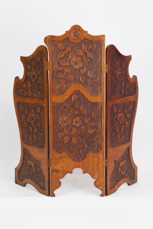Edwardian Arts & Crafts Oak Fire Screen