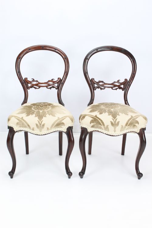 Pair of Victorian Rosewood Balloon Back Chairs