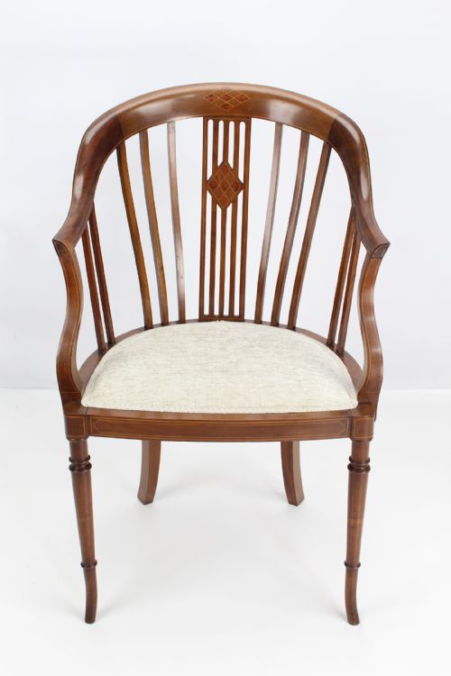 Edwardian Inlaid Mahogany Tub Chair