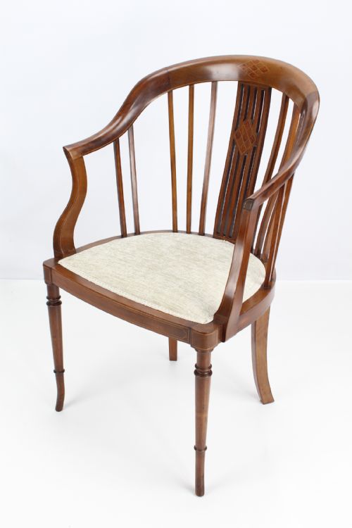 fig 1. Edwardian Inlaid Mahogany Tub Chair