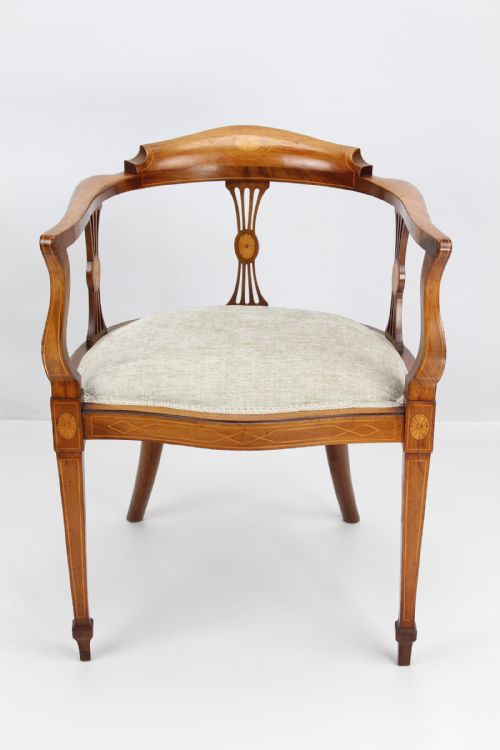 Victorian Inlaid Mahogany Tub Chair