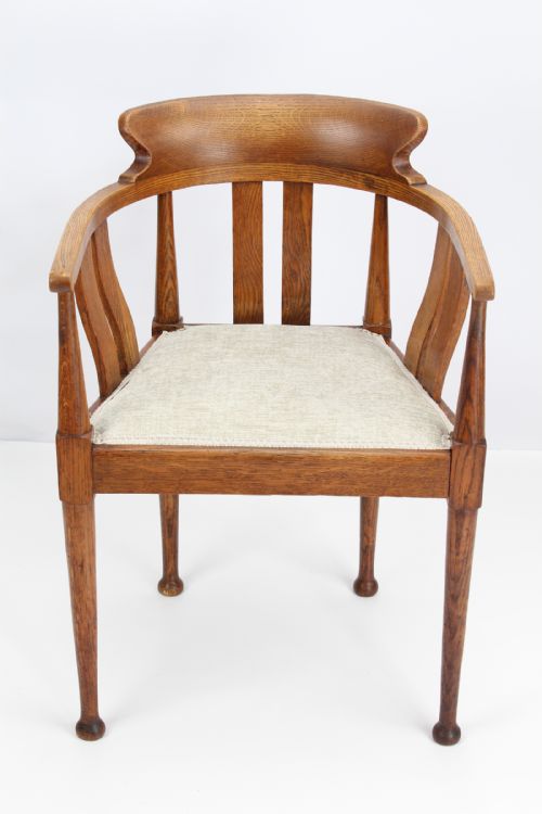 Edwardian Arts & Crafts Oak Tub Chair