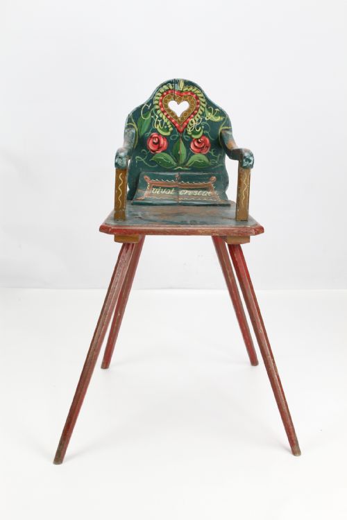 fig 1. Victorian Folk Painted Childs High Chair
