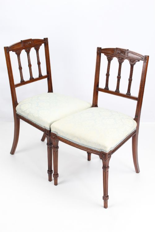 Pair Edwardian Mahogany Bedroom Chairs