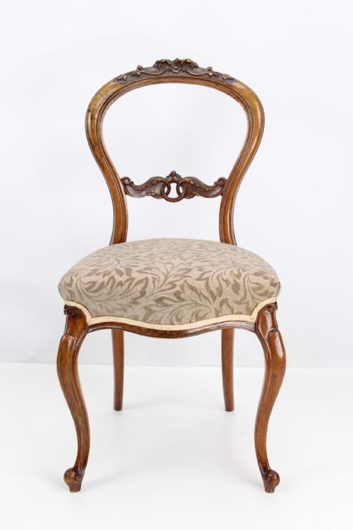 fig 1. Pair Victorian Walnut Balloon Back Chairs