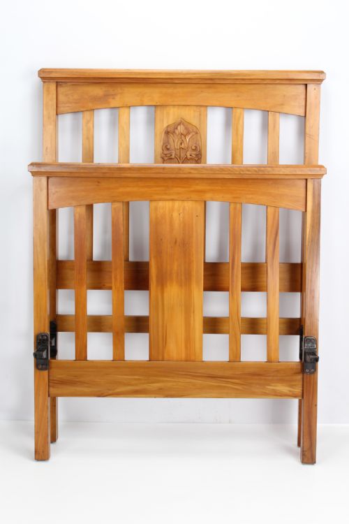 fig 1. Antique Edwardian Fruitwood Single Bed