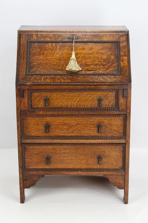Small Edwardian Oak Bureau Desk
