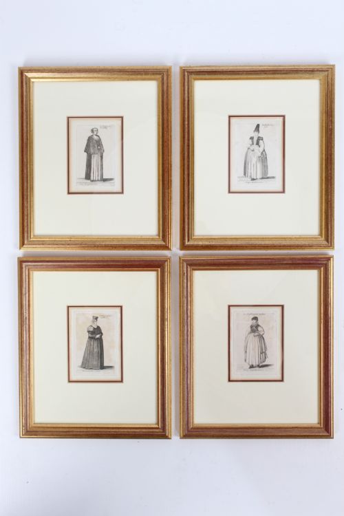 Set Four Small 17th Century Wenceslaus Hollar Etchings
