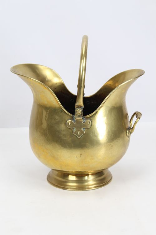 Large Victorian Brass Helmet Coal Scuttle