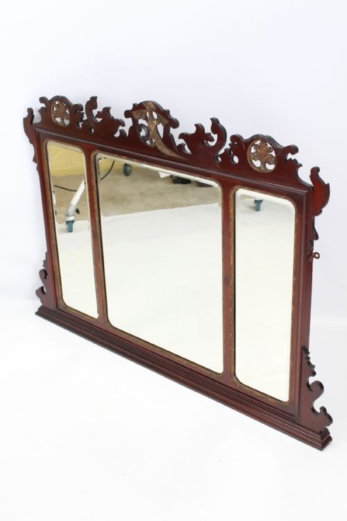fig 1. Edwardian Chippendale Fretwork Overmantle Mirror