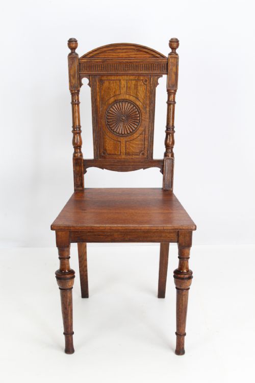 fig 1. Pair Victorian Oak Hall Chairs