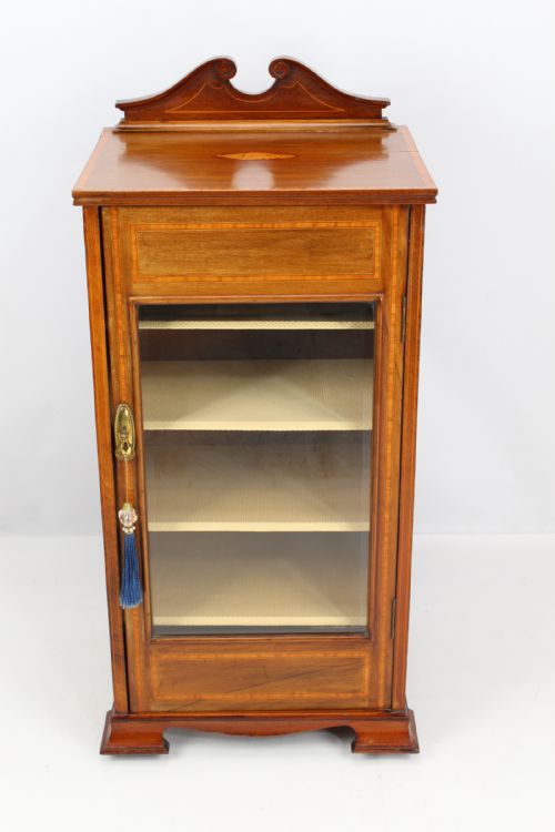 Edwardian Mahogany & Inlaid Music Cabinet Bookcase