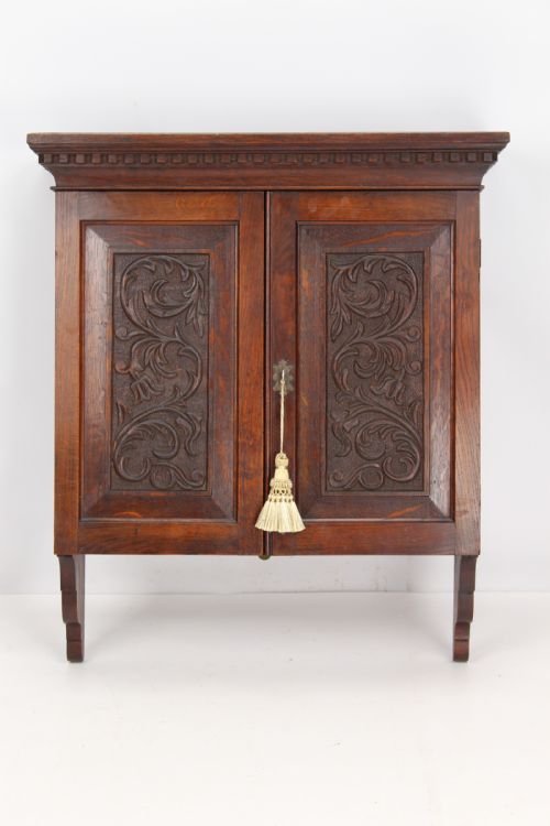 fig 1. Victorian Carved Oak Hanging Cupboard
