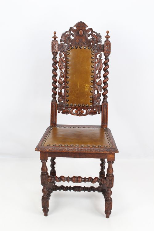 fig 1. Antique Victorian Oak Gothic Revival Chair