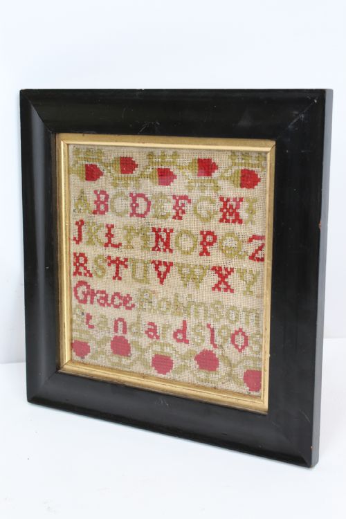 fig 1. Small Antique Edwardian Needlework Sampler