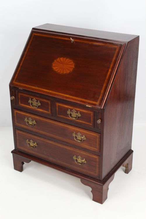Small Edwardian Mahogany & Inlaid Bureau