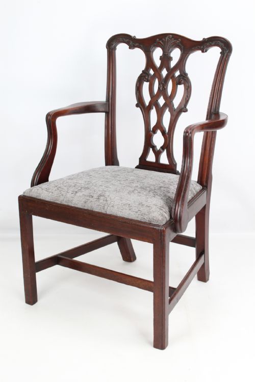 fig 1. Victorian Mahogany “Chippendale” Desk Chair with Gillows Label