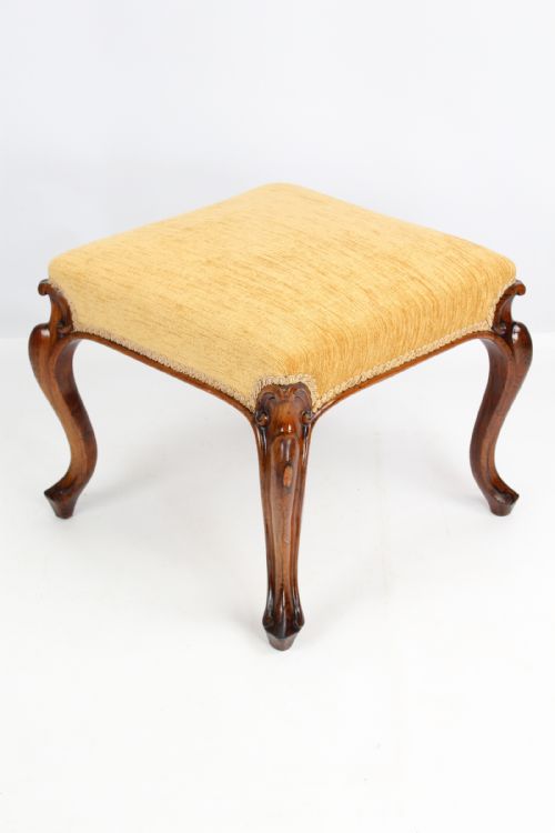 Victorian Walnut Stool with Cabriole Legs
