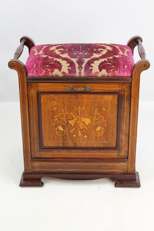 Victorian Inlaid Rosewood Piano Stool