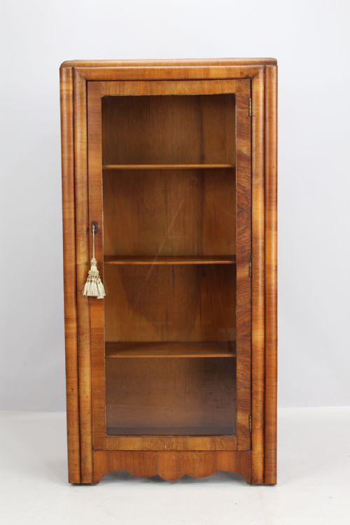 Slim Art Deco Walnut Bookcase