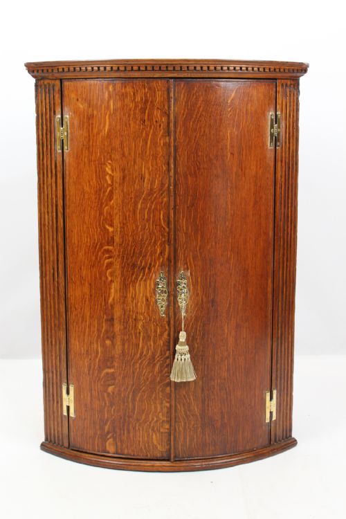 Georgian Oak Bow Front Corner Cupboard
