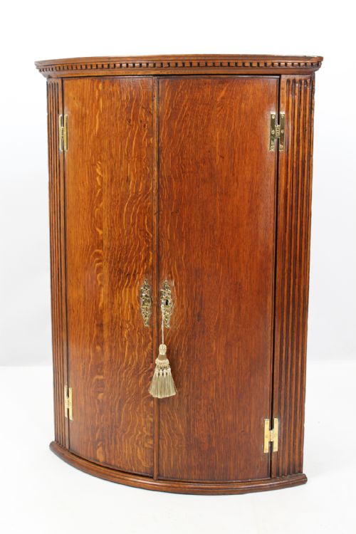 fig 1. Georgian Oak Bow Front Corner Cupboard
