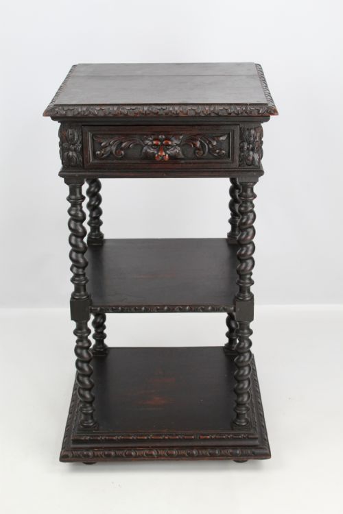 fig 1. Victorian Gothic Revival Oak Whatnot
