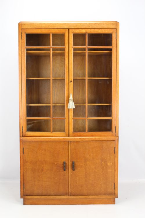 Tall Art Deco Oak Bookcase