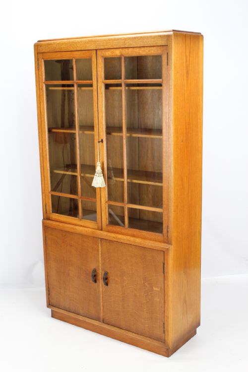 fig 1. Tall Art Deco Oak Bookcase