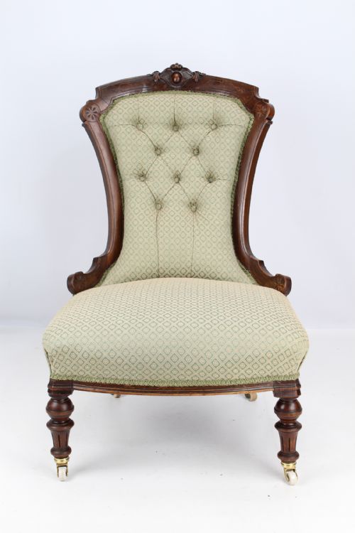 Victorian Walnut Button Back Nursing Chair