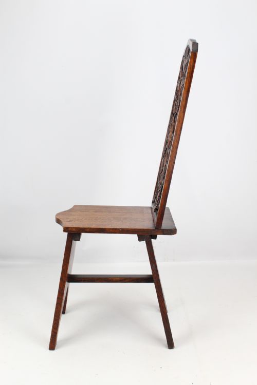 fig 2. Edwardian Arts & Crafts Oak Hall Chair Dated 1904