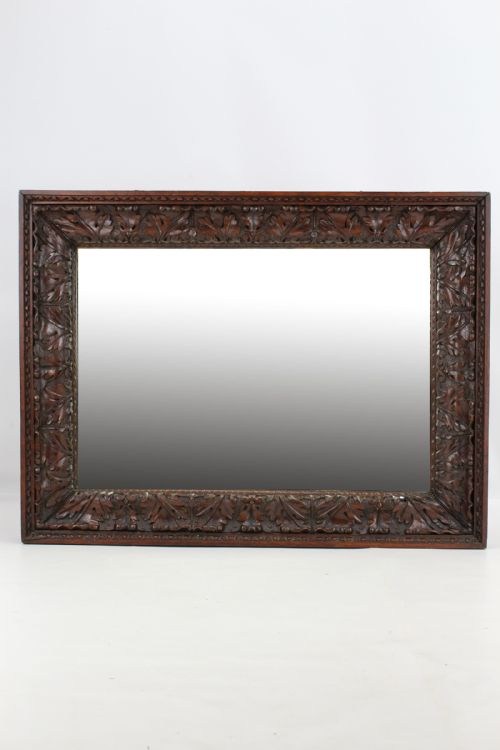 Victorian Carved Oak Mirror (3ft Wide)
