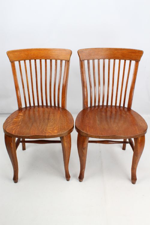 Pair of Edwardian Oak Desk Chairs Kitchen Chairs