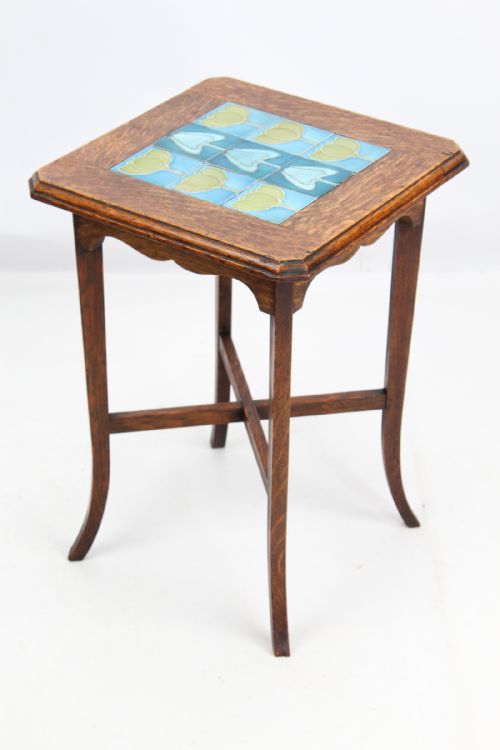 Edwardian Arts & Crafts Oak Tile Top Coffee Table
