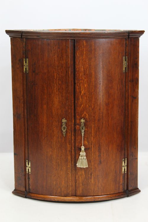 Georgian Oak Bow Front Corner Cupboard