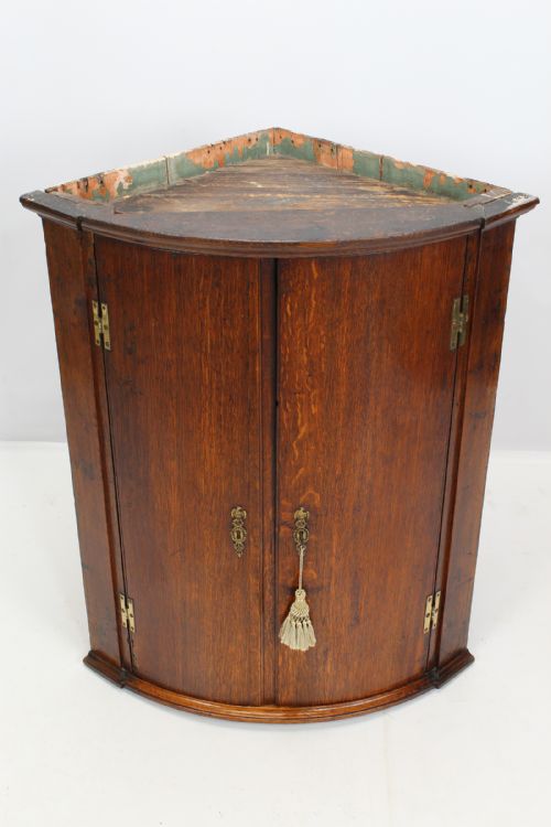 fig 1. Georgian Oak Bow Front Corner Cupboard