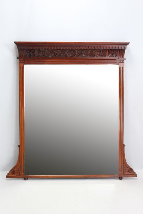 Large Victorian Walnut Overmantle Mirror