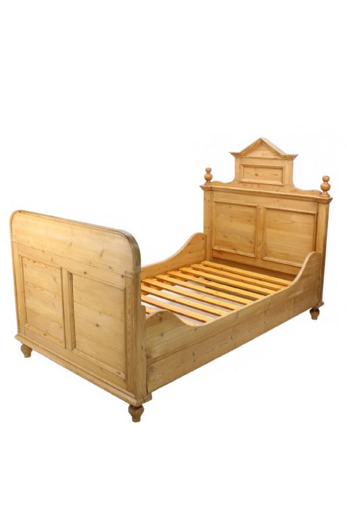 Small Antique French Pine Sleigh Bed