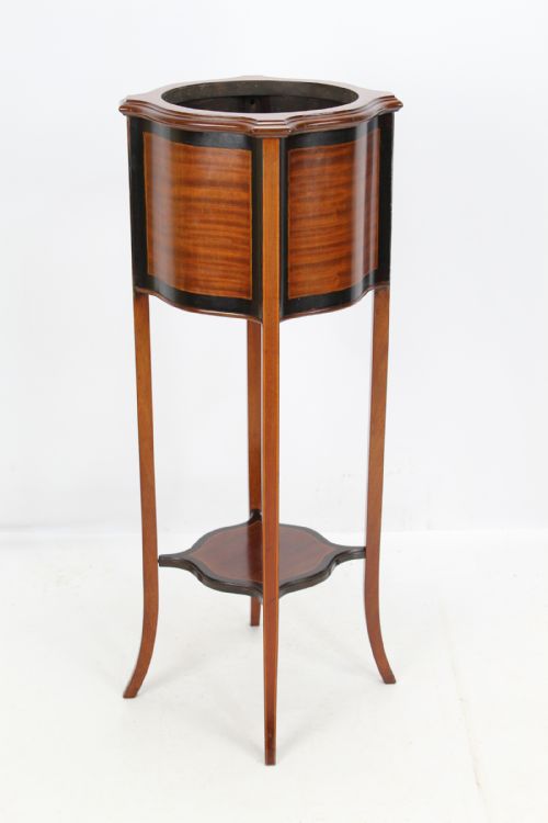 Edwardian Mahogany & Inlaid Plant Stand Jardinière