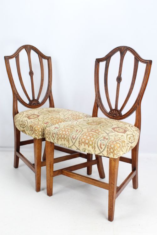 Pair of Georgian Mahogany Hepplewhite Shield Back Chairs