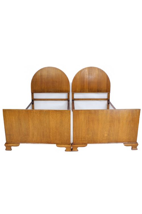 Pair of Art Deco Oak Single Beds