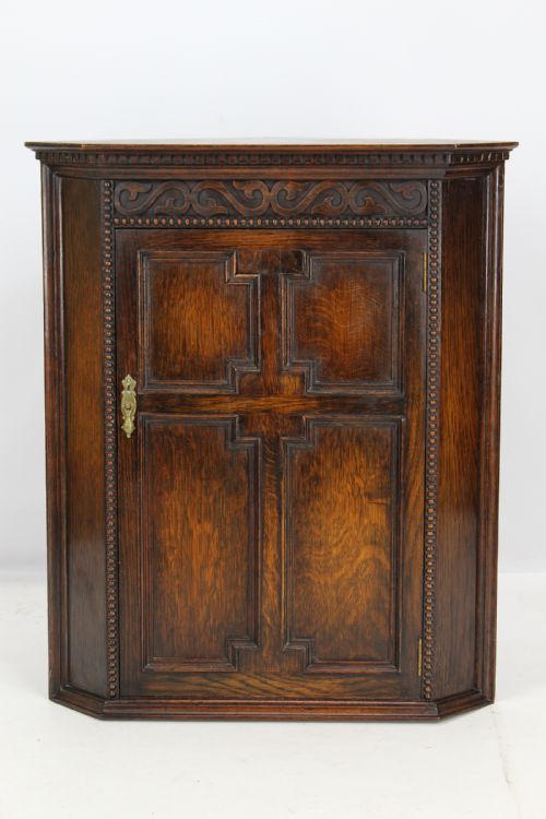 Jacobean Revival Oak Hanging Corner Cupboard
