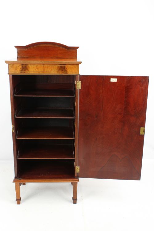 fig 1. Tall Edwardian Inlaid Mahogany Music Cabinet