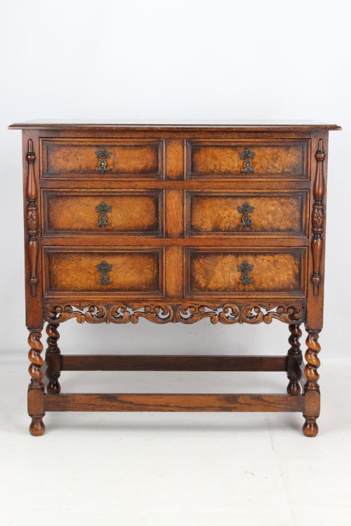 Edwardian Jacobean Revival Oak Chest of Drawers