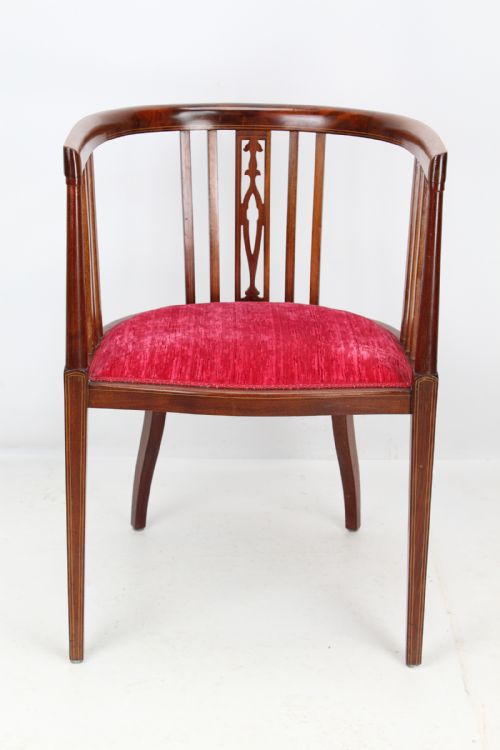Edwardian Mahogany & Inlaid Tub Chair